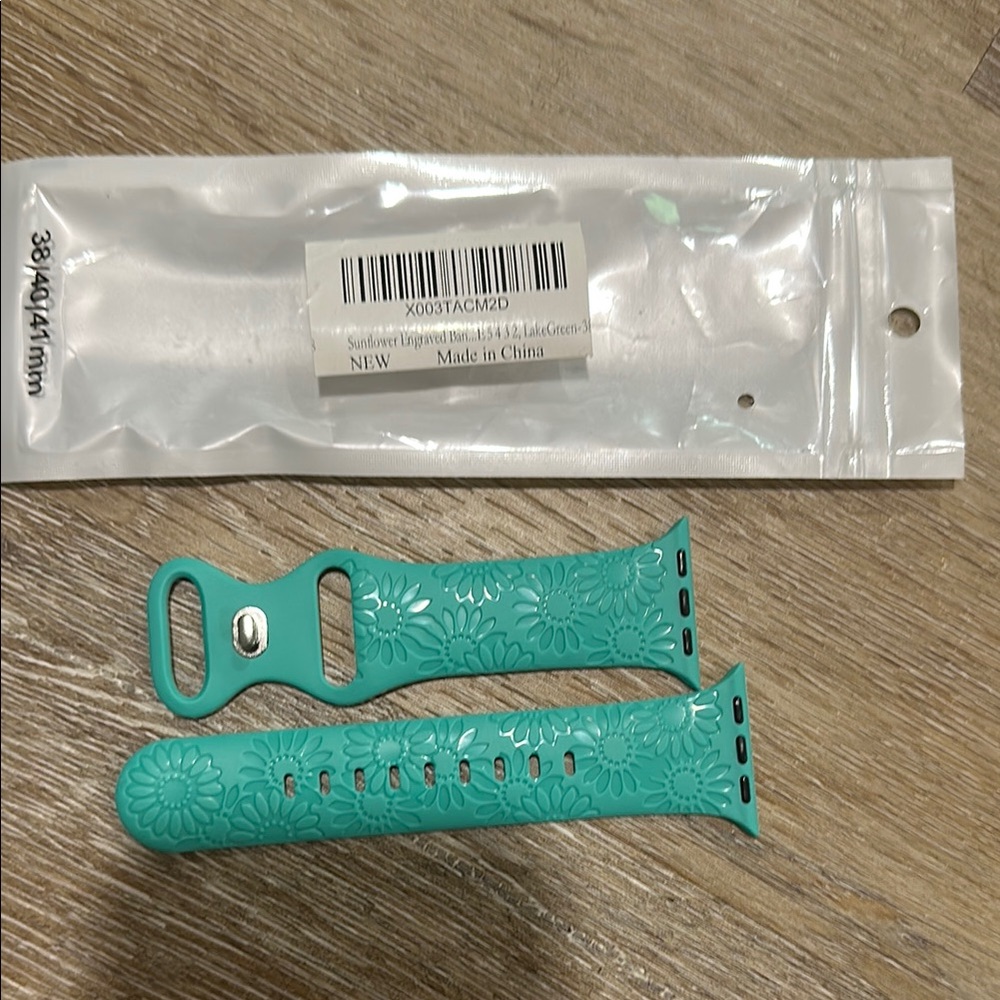 Floral Teal Watch Band - compatible with Apple Watch - sunflower engraved